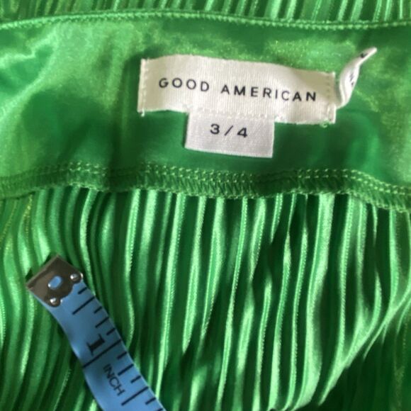 Good American Always Fits Green Plisse Slip Dress size Large (3-4) Midi pleat - Picture 5 of 7